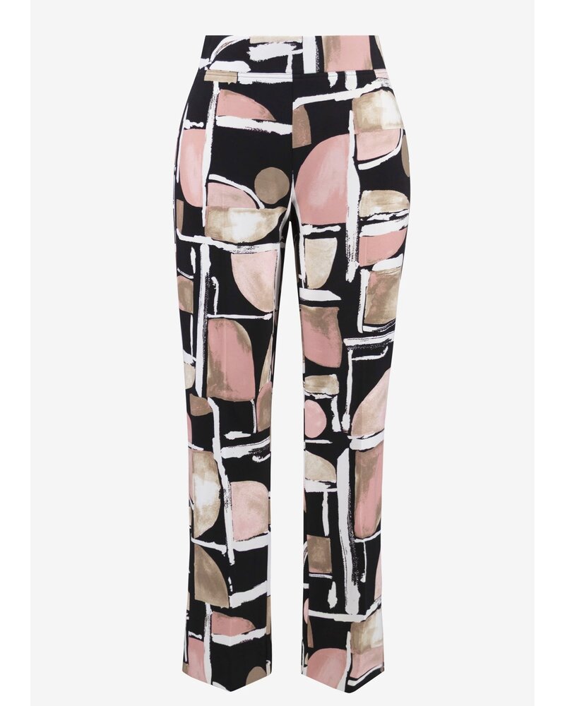 JOSEPH RIBKOFF Silky Knit Abstract Print Straight Pull-On Pants