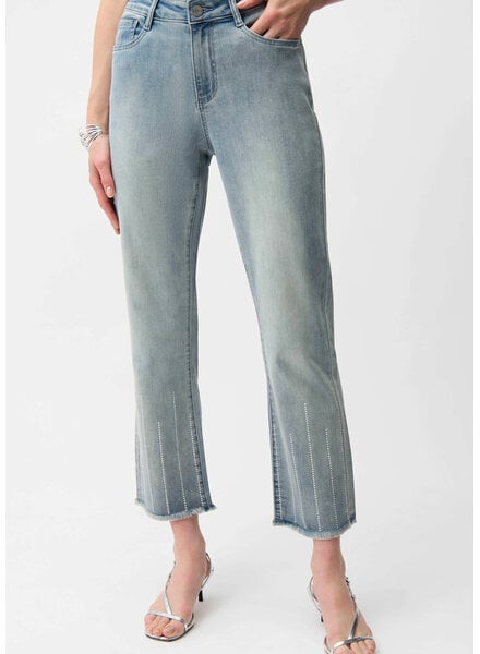JOSEPH RIBKOFF Straight Crop Jeans With Rhinestones