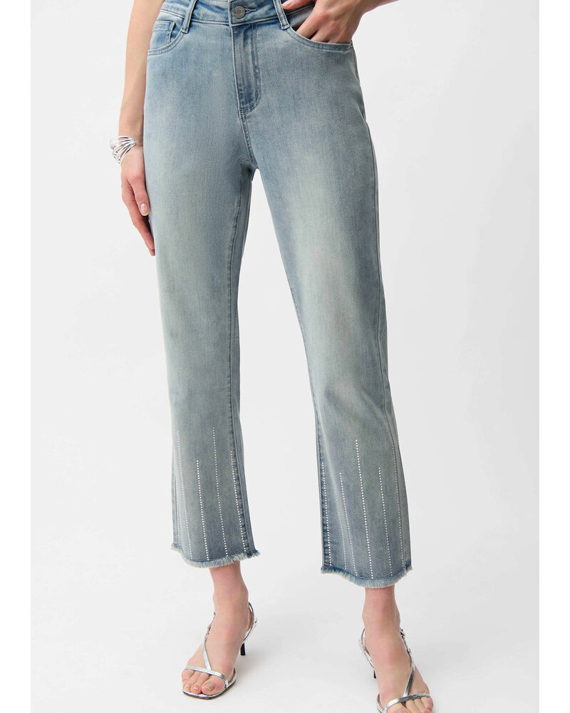 JOSEPH RIBKOFF Straight Crop Jeans With Rhinestones