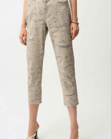 JOSEPH RIBKOFF Metallic Abstract Print Slim Crop Jeans