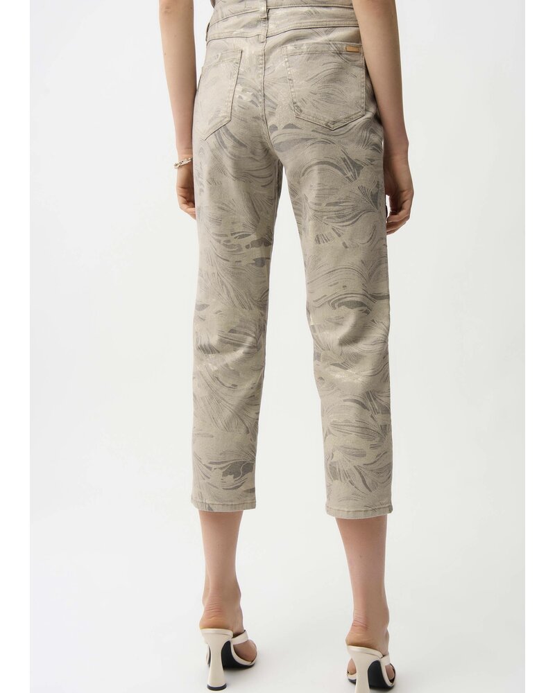 JOSEPH RIBKOFF Metallic Abstract Print Slim Crop Jeans