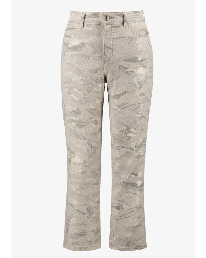 JOSEPH RIBKOFF Metallic Abstract Print Slim Crop Jeans