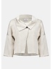 JOSEPH RIBKOFF Pleated Satin Boxy Jacket w/Overlay Collar