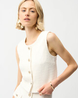 JOSEPH RIBKOFF Bouclé Sleeveless Vest With Gold Buttons
