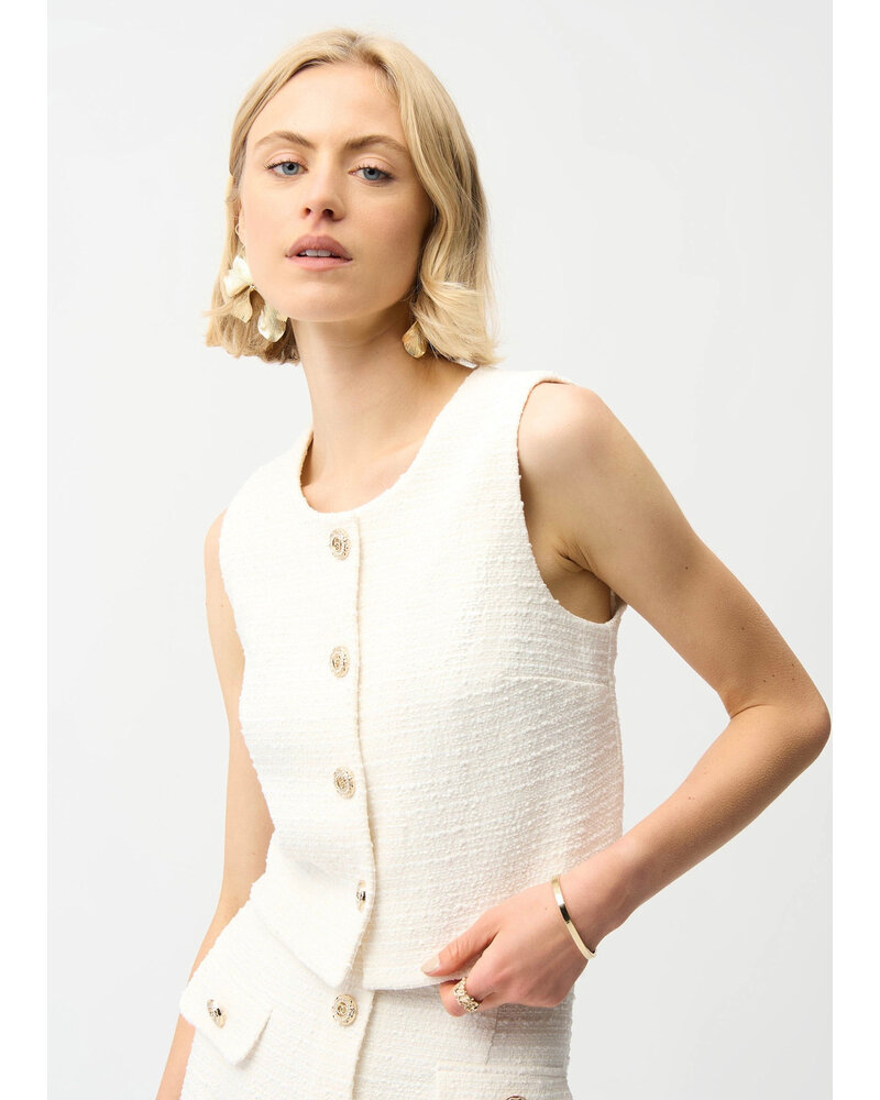 JOSEPH RIBKOFF Bouclé Sleeveless Vest With Gold Buttons