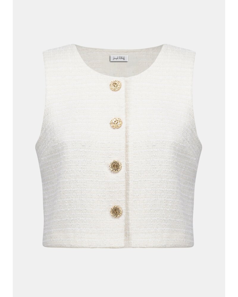 JOSEPH RIBKOFF Bouclé Sleeveless Vest With Gold Buttons