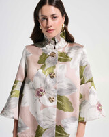 JOSEPH RIBKOFF Floral Jacquard Trapeze Jacket w/ Bell Sleeves