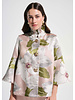JOSEPH RIBKOFF Floral Jacquard Trapeze Jacket w/ Bell Sleeves