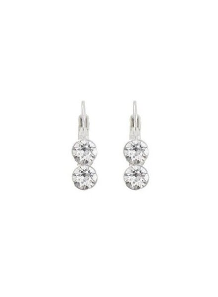 MYKA DESIGNS MIA Rhodium/Crystal Double Round Euroback Earring