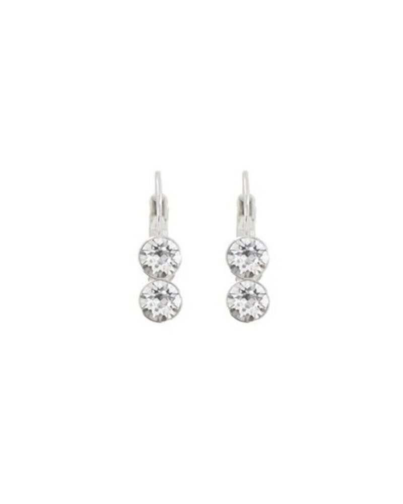 MYKA DESIGNS MIA Rhodium/Crystal Double Round Euroback Earring
