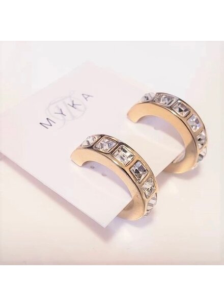 MYKA DESIGNS SIRA Rhodium/Crystal Hoop