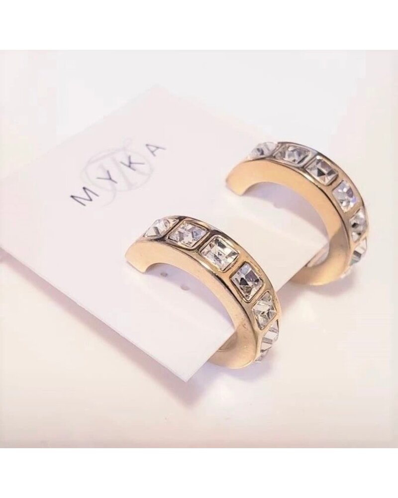 MYKA DESIGNS SIRA Rhodium/Crystal Hoop