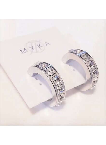 MYKA DESIGNS SIRA Rhodium/Crystal Hoop