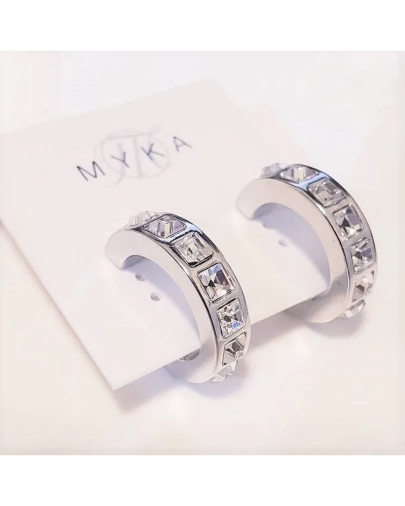 MYKA DESIGNS SIRA Rhodium/Crystal Hoop