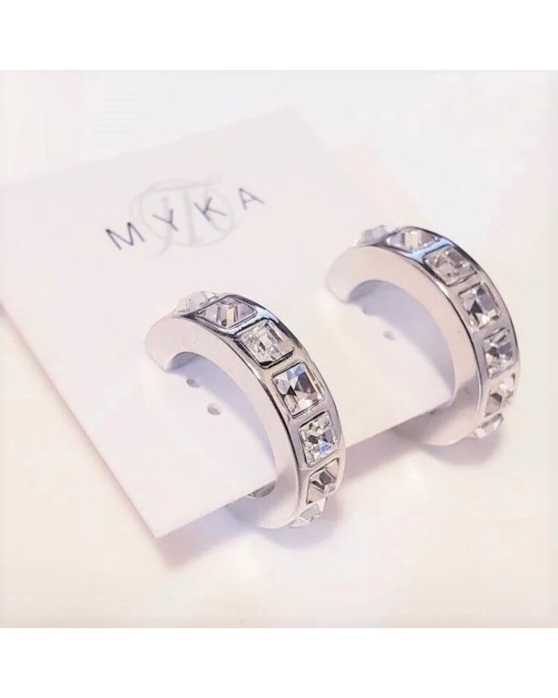MYKA DESIGNS SIRA Rhodium/Crystal Hoop