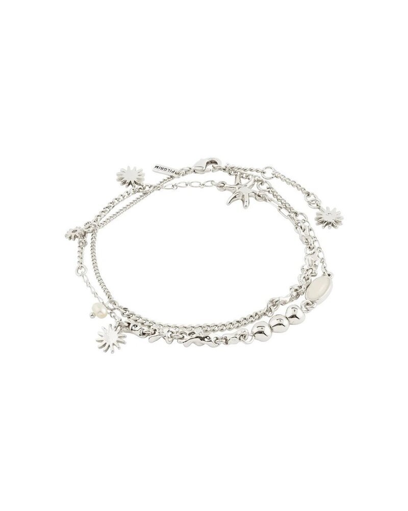 PILGRIM PRISM Silver Plated w/White Jade Bracelet