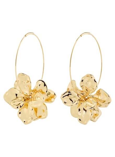 PILGRIM LUNITH Gold Plated Hoop w/Large Flower