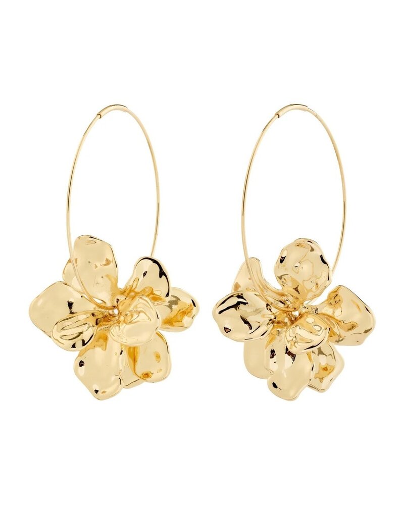 PILGRIM LUNITH Gold Plated Hoop w/Large Flower