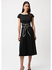 JOSEPH RIBKOFF Stretch Woven Color Block Fit and Flare Dress w/Sash
