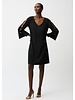 JOSEPH RIBKOFF Woven Twill Trapeze Dress With Gold Trimmed Slit Sleeves