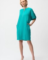 JOSEPH RIBKOFF Woven Twill Cocoon Dress w/Zip Neckline