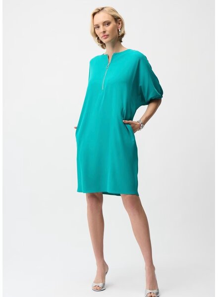 JOSEPH RIBKOFF Woven Twill Cocoon Dress w/Zip Neckline