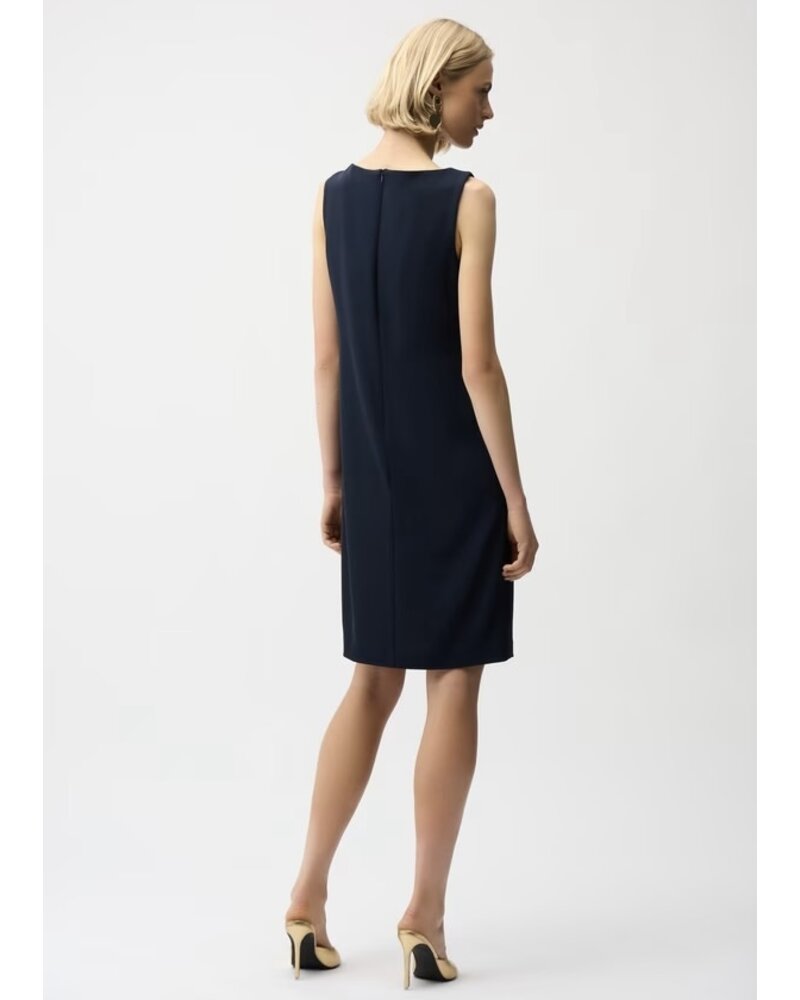 JOSEPH RIBKOFF Woven Twill Shift Dress With Asymmetrical Neckline