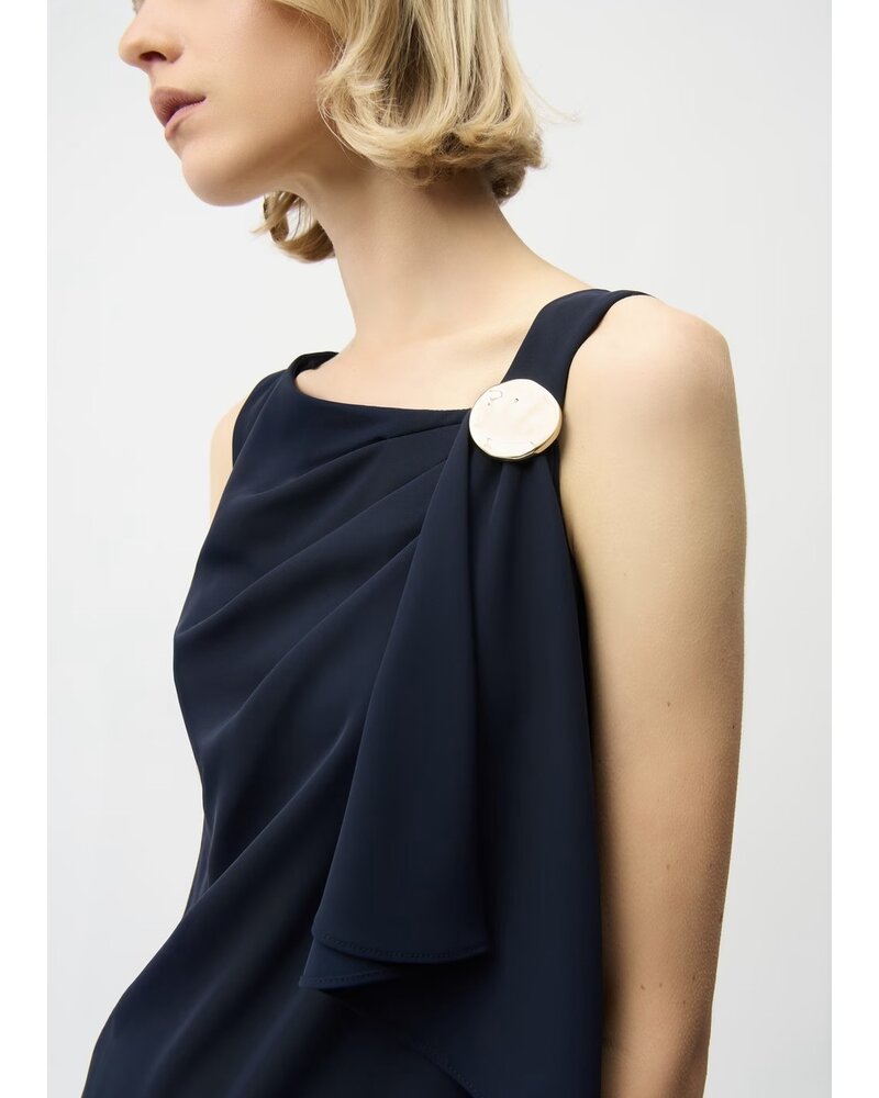 JOSEPH RIBKOFF Woven Twill Shift Dress With Asymmetrical Neckline