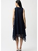 JOSEPH RIBKOFF Dot Embroidered Mesh Handkerchief Dress w/ Cowl Collar