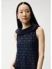 JOSEPH RIBKOFF Dot Embroidered Mesh Handkerchief Dress w/ Cowl Collar