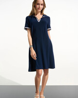 JOSEPH RIBKOFF Silky Knit Trapeze Dress With Polo Collar