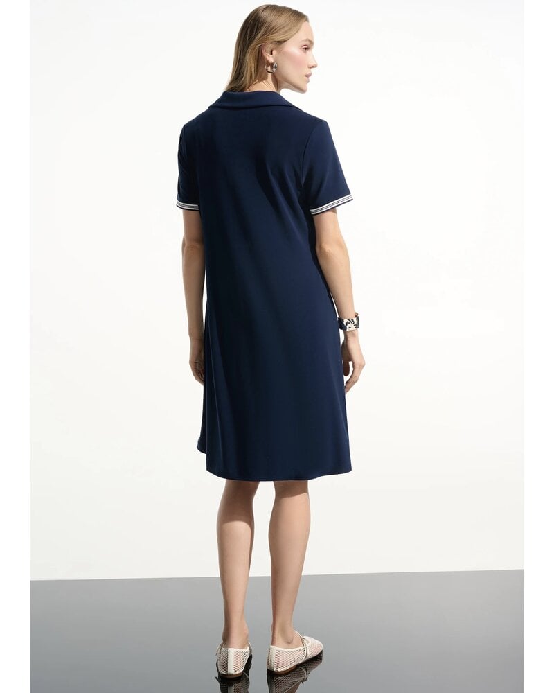 JOSEPH RIBKOFF Silky Knit Trapeze Dress With Polo Collar
