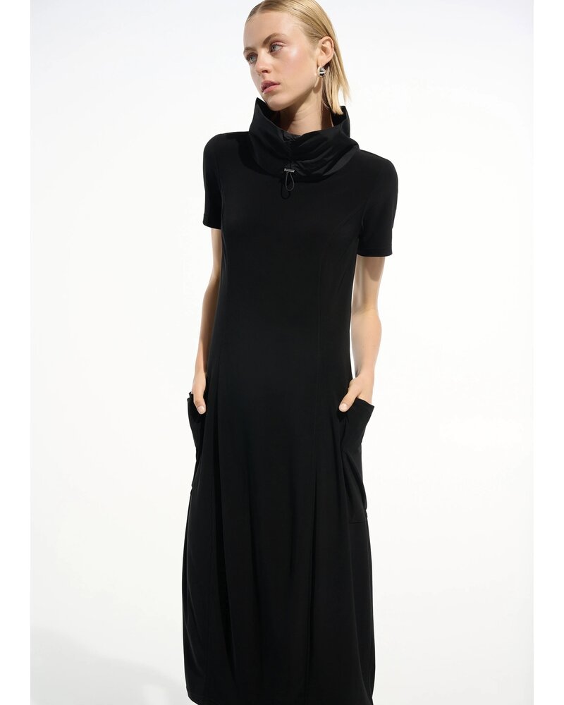 JOSEPH RIBKOFF Silky Knit Cocoon Dress With Memory Funnel Collar