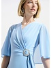 JOSEPH RIBKOFF Silky Knit Wrap Dress w/ Buckle Rhinestones Detail