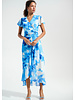 JOSEPH RIBKOFF Chiffon Printed Wrap Dress w/Ruffle Detail