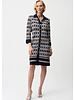 JOSEPH RIBKOFF Silky Knit Geometric Print A-Line Shirt Dress
