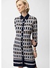 JOSEPH RIBKOFF Silky Knit Geometric Print A-Line Shirt Dress