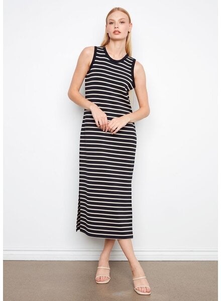 CHARLIE B Scuba Sleeveless Striped Dress