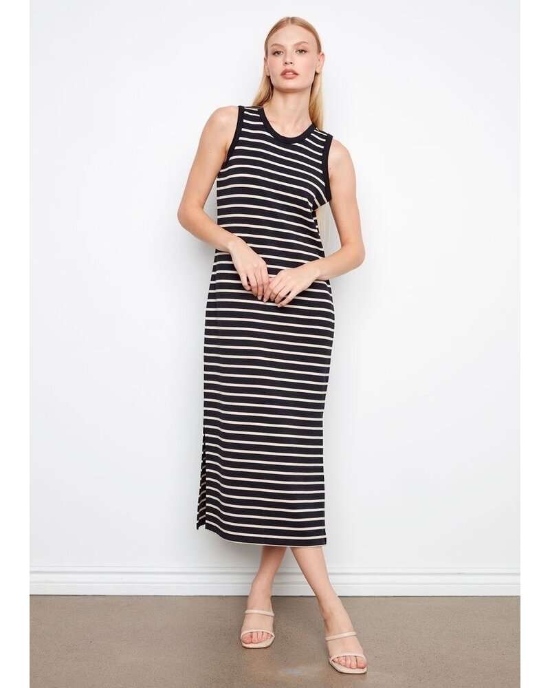 CHARLIE B Scuba Sleeveless Striped Dress
