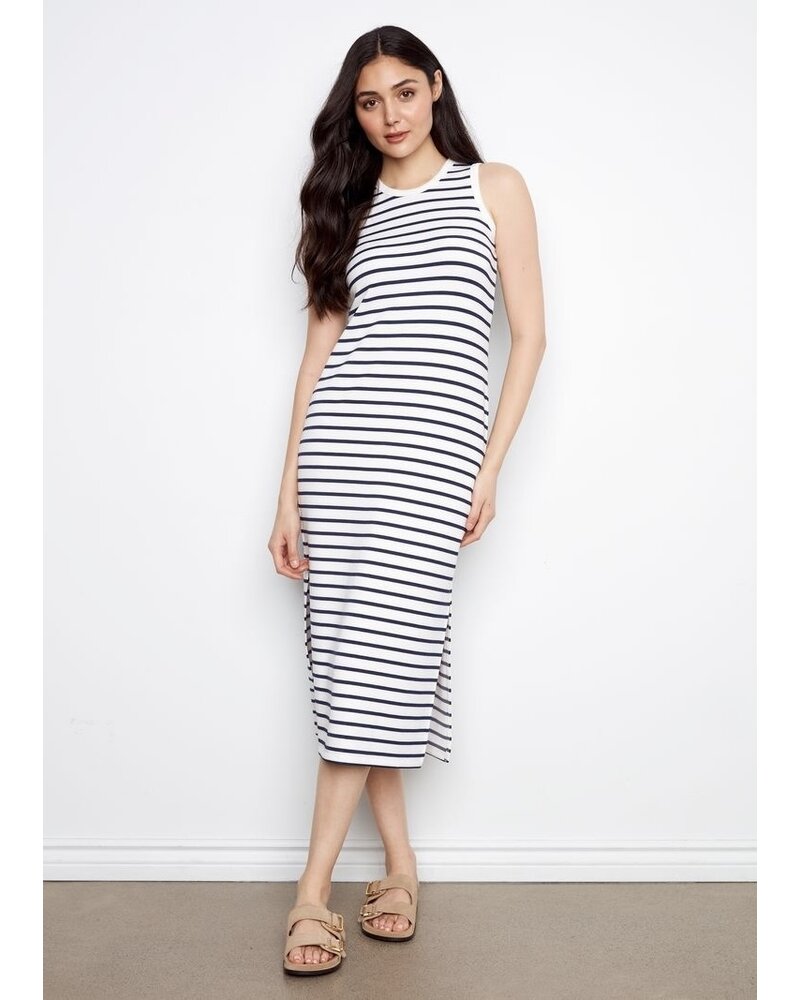 CHARLIE B Scuba Sleeveless Striped Dress
