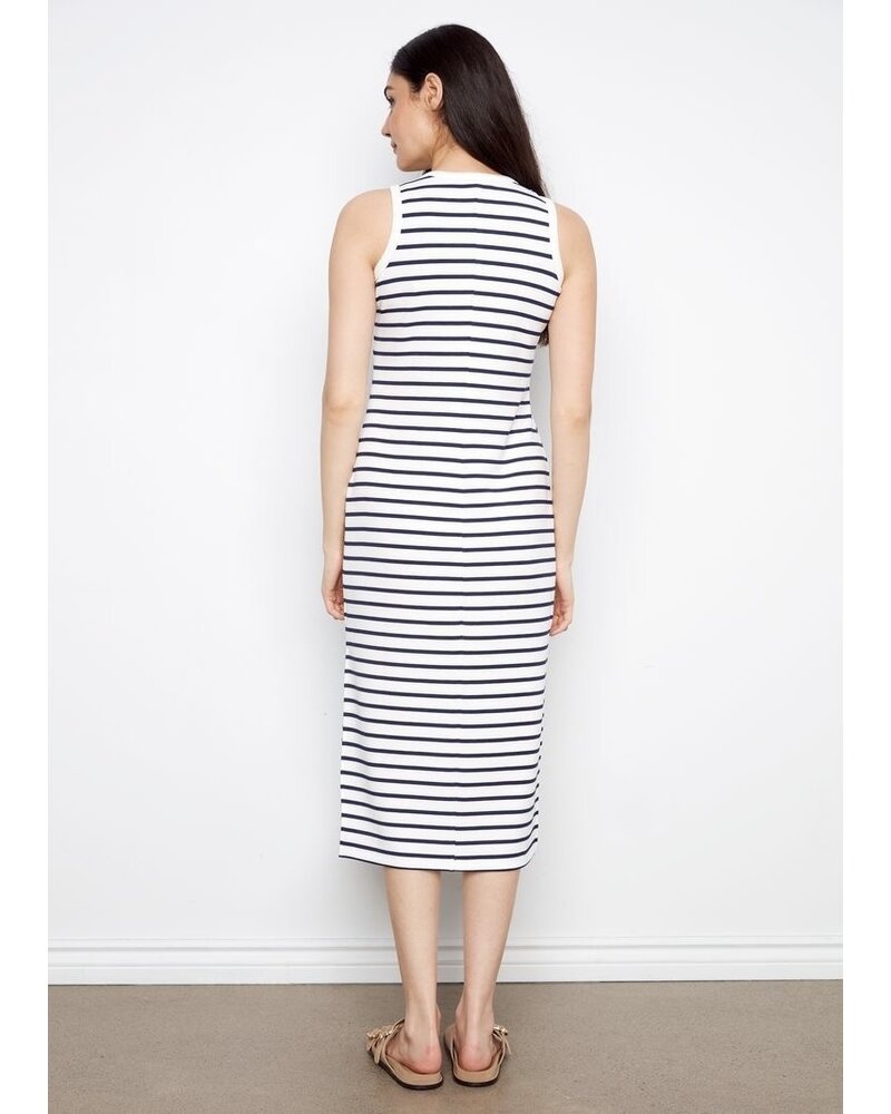 CHARLIE B Scuba Sleeveless Striped Dress