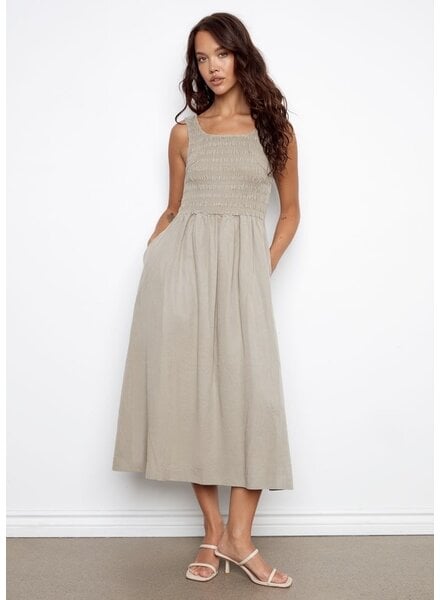 CHARLIE B Sleeveless Maxi Dress w/Smocked Bodice