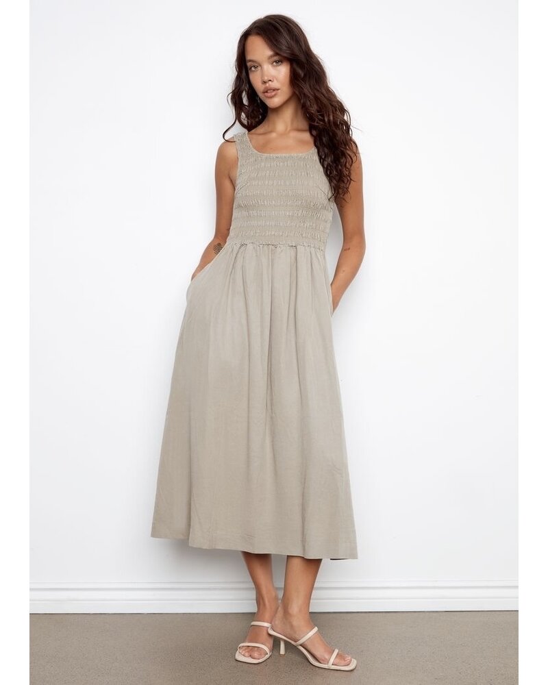 CHARLIE B Sleeveless Maxi Dress w/Smocked Bodice