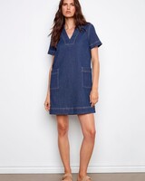 CHARLIE B Collared Dress w/Patch Pockets