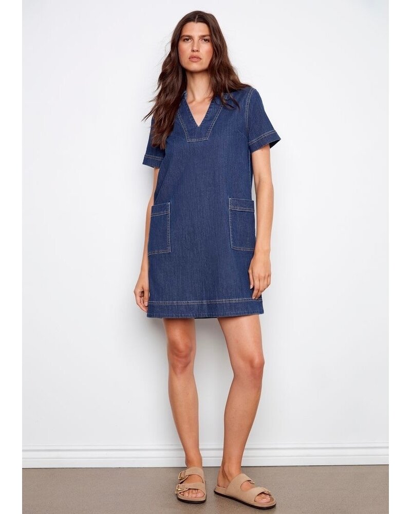 CHARLIE B Collared Dress w/Patch Pockets