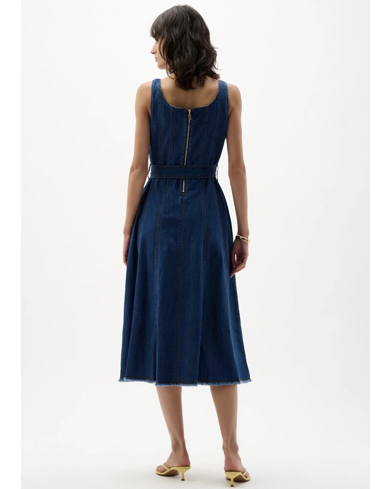 JOSEPH RIBKOFF Denim Fit & Flare Midi Dress