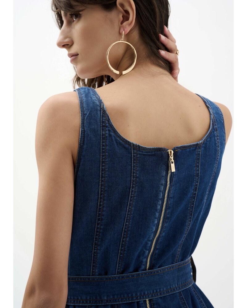 JOSEPH RIBKOFF Denim Fit & Flare Midi Dress