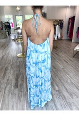 Floral Halter Maxi Dress - Blue