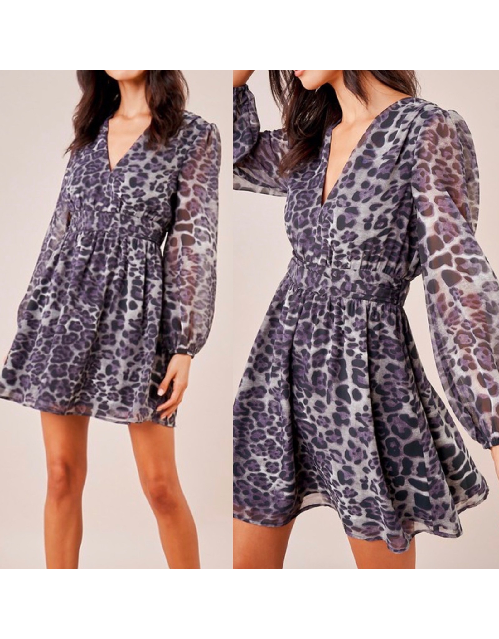 Sugarlips Leopard Mini Dress - NAVY