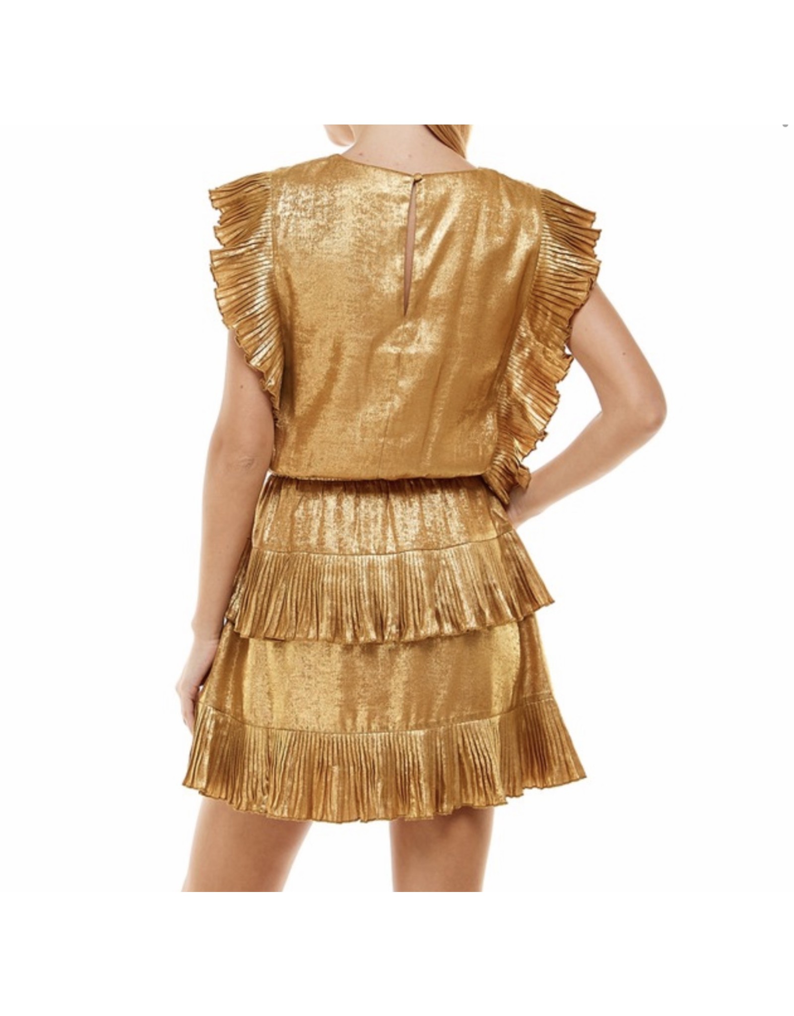 Pleated Metallic Dress - Gold